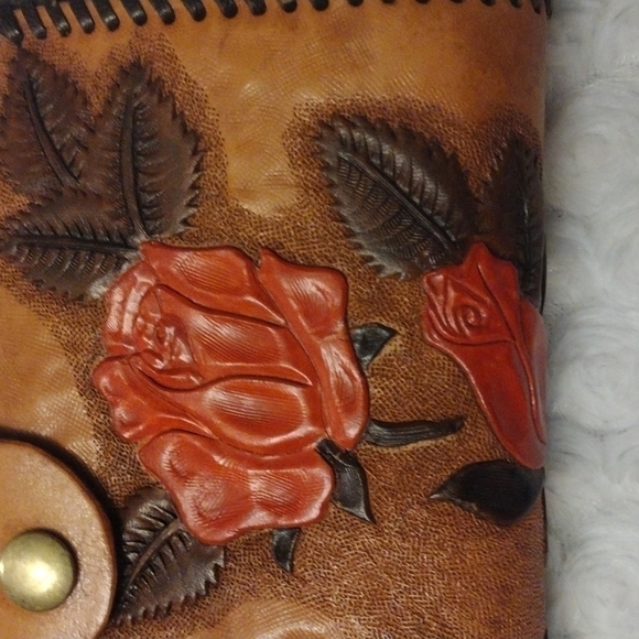 VINTAGE 3d Leather Wallet Hand-tooled R.A.R Roses Are Red. - Picture 2 of 8